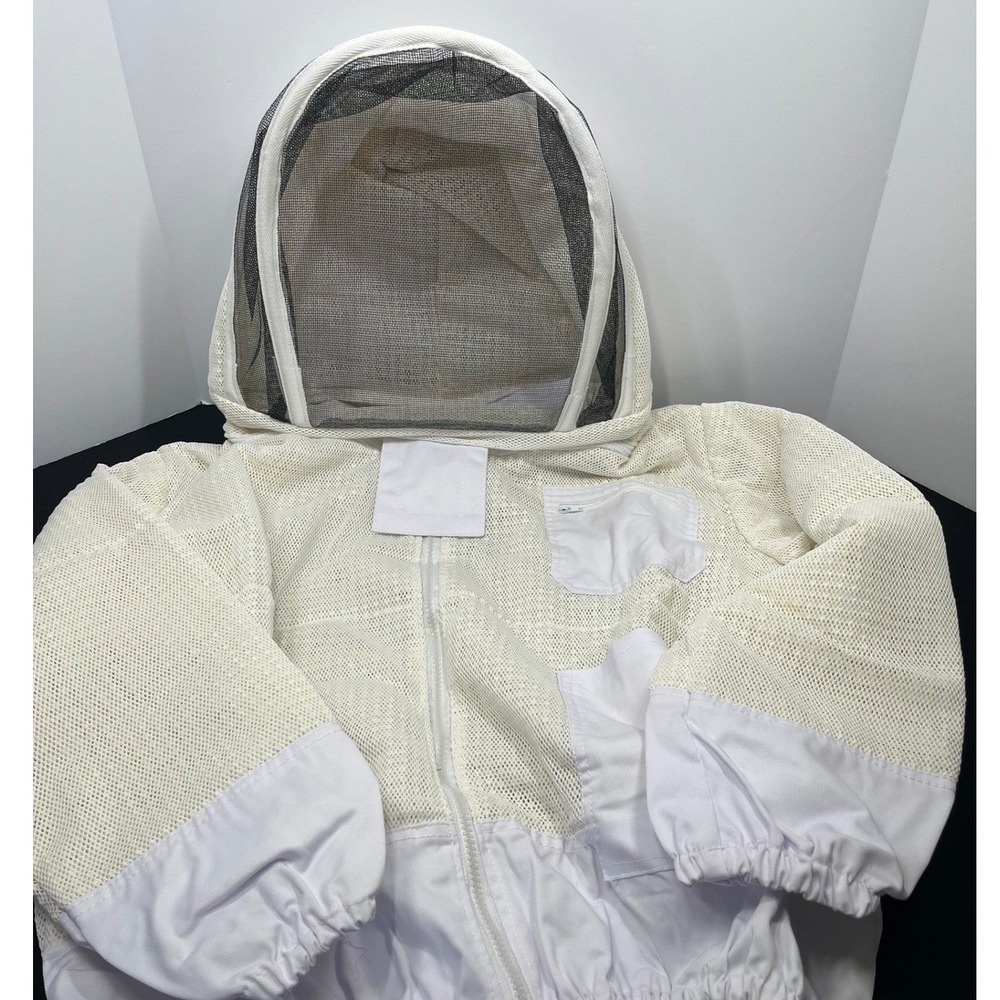 Crystal Ventilated Beekeeper Pullover Jacket Mesh Bee Smock with Fencing Veil